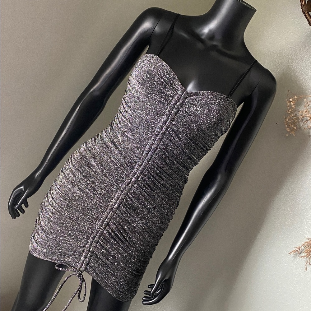 Crystal Doll Glittery Black Runched Dress 🔥